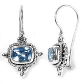 NKE-1154-BT Sterling Silver Earring With Blue Topaz Q. Jewelry Bali Designs Inc
